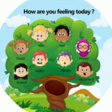 This educational emotion tree mat is ideal for use with a Tuff Tray.  It can be used to encourage children to identify and express their emotions, helping them to explain and cope with difficult situations and empathise with others.  Emotions shown are:  Timid Silly Sad Happy Scared Angry Sleepy Surprised