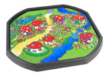 The Erinsdale Fairy Village tuff try insert mat is a vibrant, colourful and busy fairy village of toadstools, perfect for individual or small group play.  Printed onto a high quality, durable vinyl material.  86cm x 86cm (approx )  Designed to fit in the Tuff Tray or the Tuff Spot.