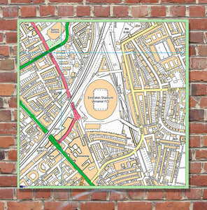 Postcode Centred - Local Area Study Map - 21st Century Current Mapping- 100 x 100cm Mounted Board