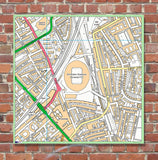 Postcode Centred - Local Area Study Map - 21st Century Current Mapping- 100 x 100cm Mounted Board