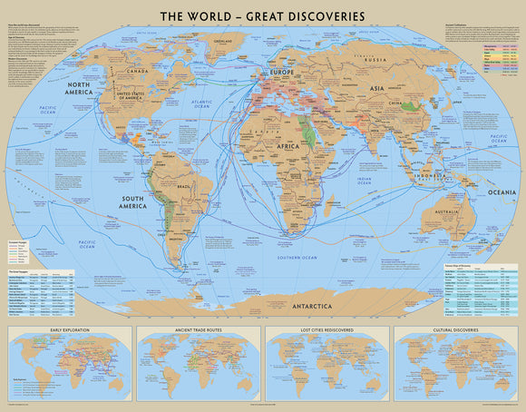 Great Discoveries World Map - 100cm x 70cm