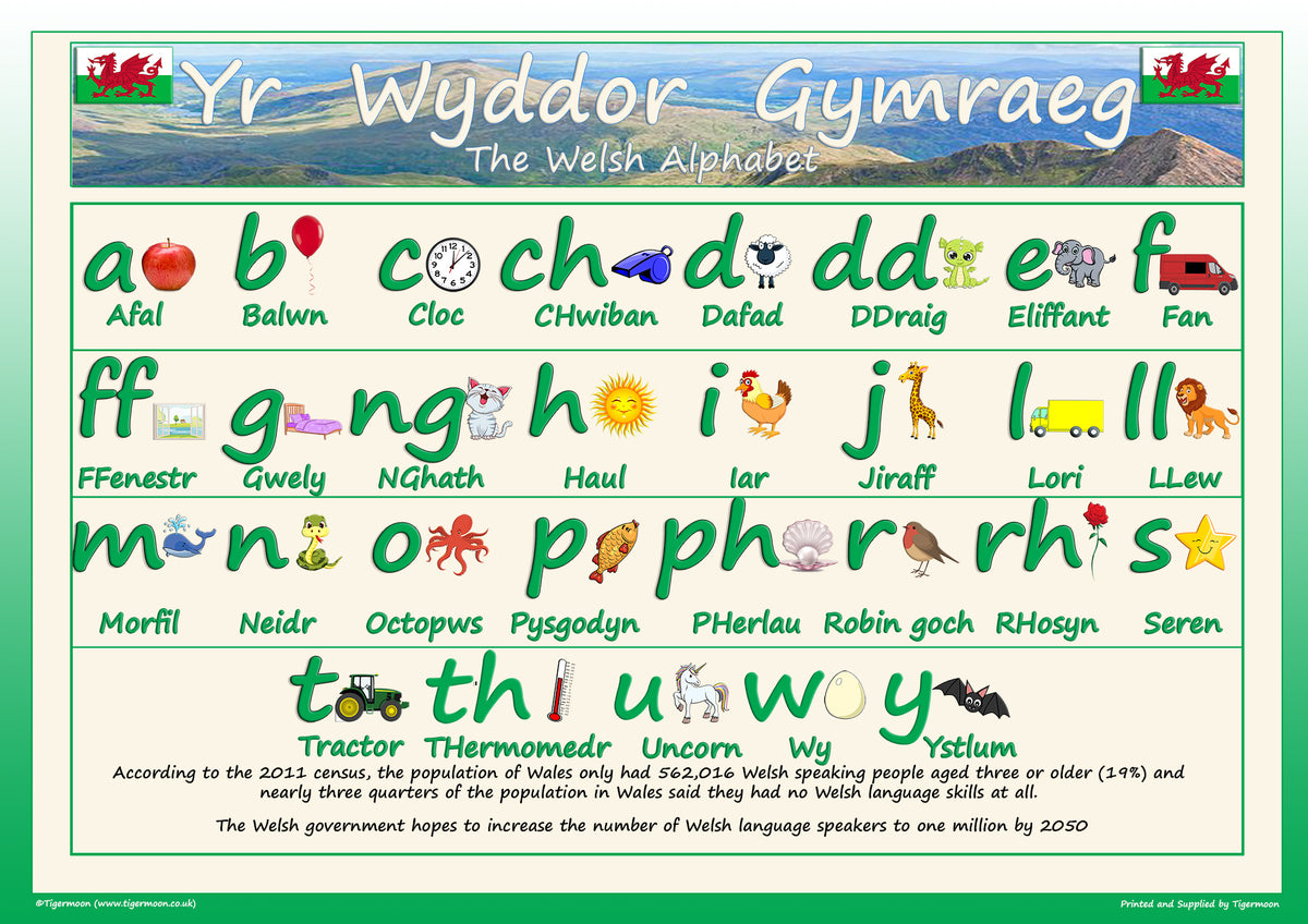 Welsh Alphabet Poster SCENE & WORD STORE Scene & Word