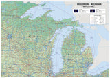 Wisconsin and Michigan USA map